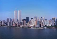Manhattan skyline featuring the World Trade Center towers before September 11 attacks