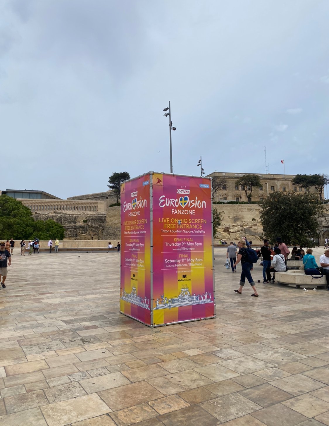 Eurovision 2024 fan zone in Valletta Malta with large crowd and stage