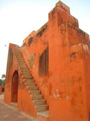 Jantar Mantar astronomical observatory in Delhi, India with ancient instruments and clear sky