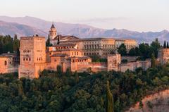 Dawn view of Charles V Palace in Alhambra, Granada, Andalusia, Spain
