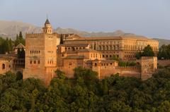 Detail of Charles V palace Comares tower at Alhambra in Granada Spain