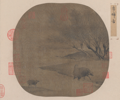 Ancient Chinese engraving of the Yangxi River in Beijing Palace Museum