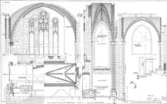 Architectural plan of the main chancel at Park Avenue Baptist Church in New York City from 1920