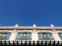 Close-up detail of the upper facade of Gare de Lyon-Brotteaux train station