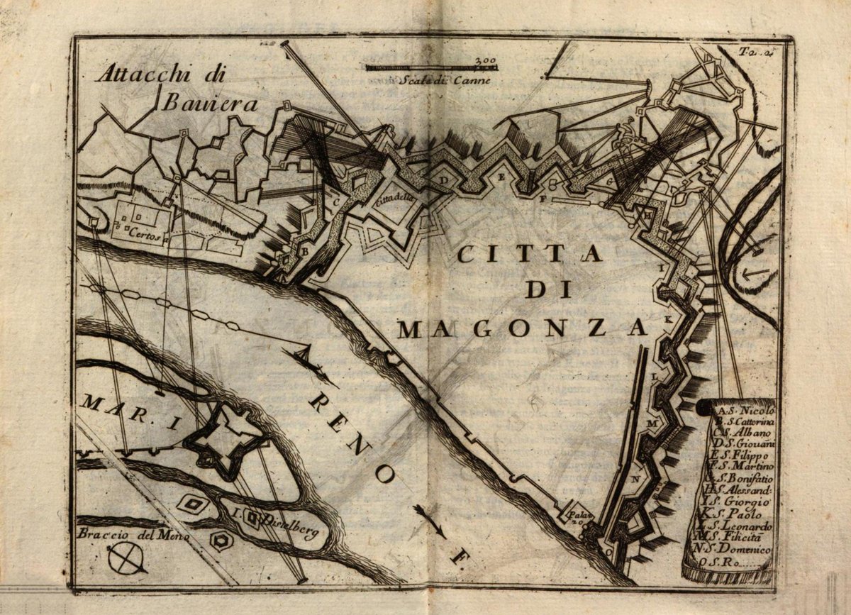 Historic map of Citta di Magonza from Viaggi del P. Coronelli