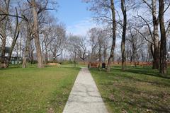 Park with greenery and pathways inside the Warsaw Citadel