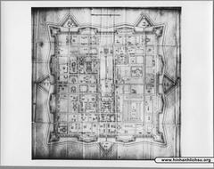 Map of a Vietnamese citadel fortress showing detailed layout from above in Hanoi