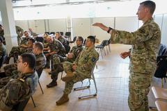 Military personnel conducting Joint Air-Ground Integration Center training with airspace planning and coordination