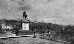 Historical view of Boston Public Garden circa 1869