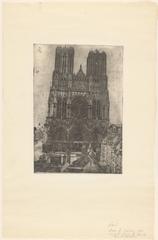 Exterior view of the Cathedral of Reims showcasing its Gothic architecture and detailed facade