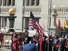 American flag raising during PRC 75th Anniversary Celebration in Oakland