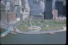 Aerial view of Castle Clinton National Monument at the tip of Manhattan Island