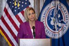 Homeland Security Secretary Alejandro Mayorkas at Know2Protect launch press conference in New York City