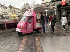 Street vendor selling waffles on Louizalaan Avenue Louise in Brussels