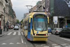 Original livery T2000 trams in Brussels