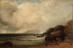 Stormy coastal seascape painting by Edmund Thornton Crawford