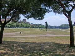 Panoramic view of the ancient Circus Maximus in Rome