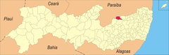 Map showing the location of Santa Cruz do Capibaribe city in Pernambuco, Brazil