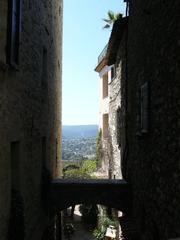 Saint Paul de Vence picturesque village with stone buildings and blue sky