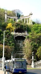 Statue of St. Gellért on Gellért Hill overlooking the Danube river in Budapest