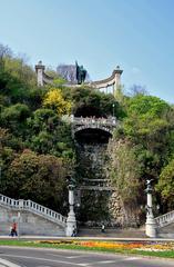 Statue of St. Gellért on Gellért Hill overlooking Danube river in Budapest Hungary