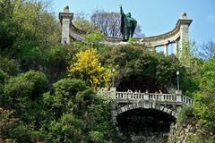 Statue of St. Gellért on Gellért Hill overlooking Danube river in Budapest