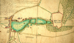 Map of Elsene circa 1750 showing the Abbey of Ter Kameren and surrounding buildings