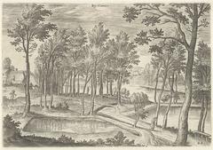 Etching of ponds in Ter Kameren by Hans Collaert after Hans Bol and Jacob Grimmer