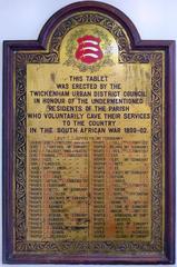 Twickenham Museum South African War memorial honoring local men in the Second Boer War 1899-1902