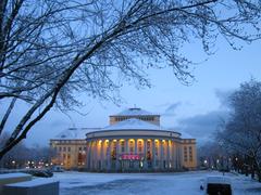 Staatstheater Saarbrücken historic theater building illuminated at dusk