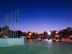 Panathenaic Stadium entrance with view of the Acropolis and old Illisos river road