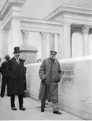 Józef Piłsudski visiting the Olympic Stadium in Athens with Polish envoy Paweł Jurjewicz