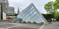 Glass pyramid in Aioi Nissay Dowa Insurance Shinjuku building courtyard, Yoyogi, Shibuya, Tokyo