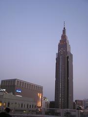 NTT Docomo and Kinokuniya Books buildings in Sendagaya 5-chome taken from Shinjuku Southern Terrace
