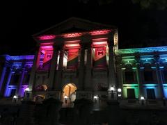 Festive crowd celebrating the announcement of national survey supporting marriage equality in Melbourne