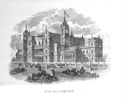 The Town Hall, Melbourne historical illustration frontispiece from book Victoria with description of principal cities and events