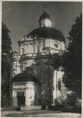 Historical photograph of Vilnia Rosy with the Church of the Sacred Heart of Jesus and the Visitation Monastery in 1934
