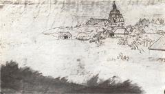 Historical view of Vilnia suburb Rosy in 1786
