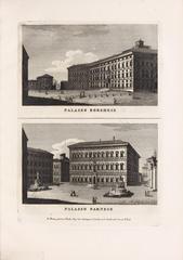 Antique and modern views of the city of Rome and surroundings from 1816 book illustration