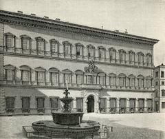 Historic Palazzo Farnese in Rome woodcut illustration