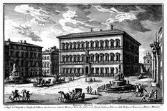 Facade of Palazzo Farnese in Rome with arched windows and classical architecture