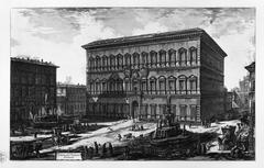 Intricate etching of ancient Roman architecture by Giovanni Battista Piranesi