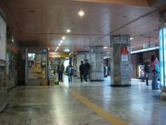 Express Bus Terminal Station platform with trains and passengers