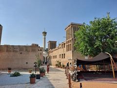 Traditional architecture in Al Bastakiya, Dubai with wind towers and narrow pathways