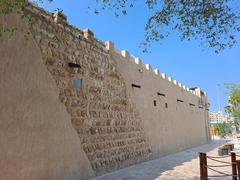 Traditional architecture of Al Bastakiya historic district with wind towers and narrow alleyways in Dubai