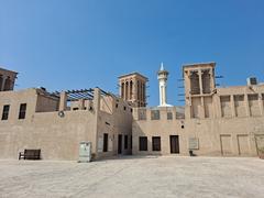 Traditional architecture of Al Bastakiya with wind towers and narrow alleys