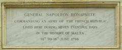 Napoleon plaque at La Valette