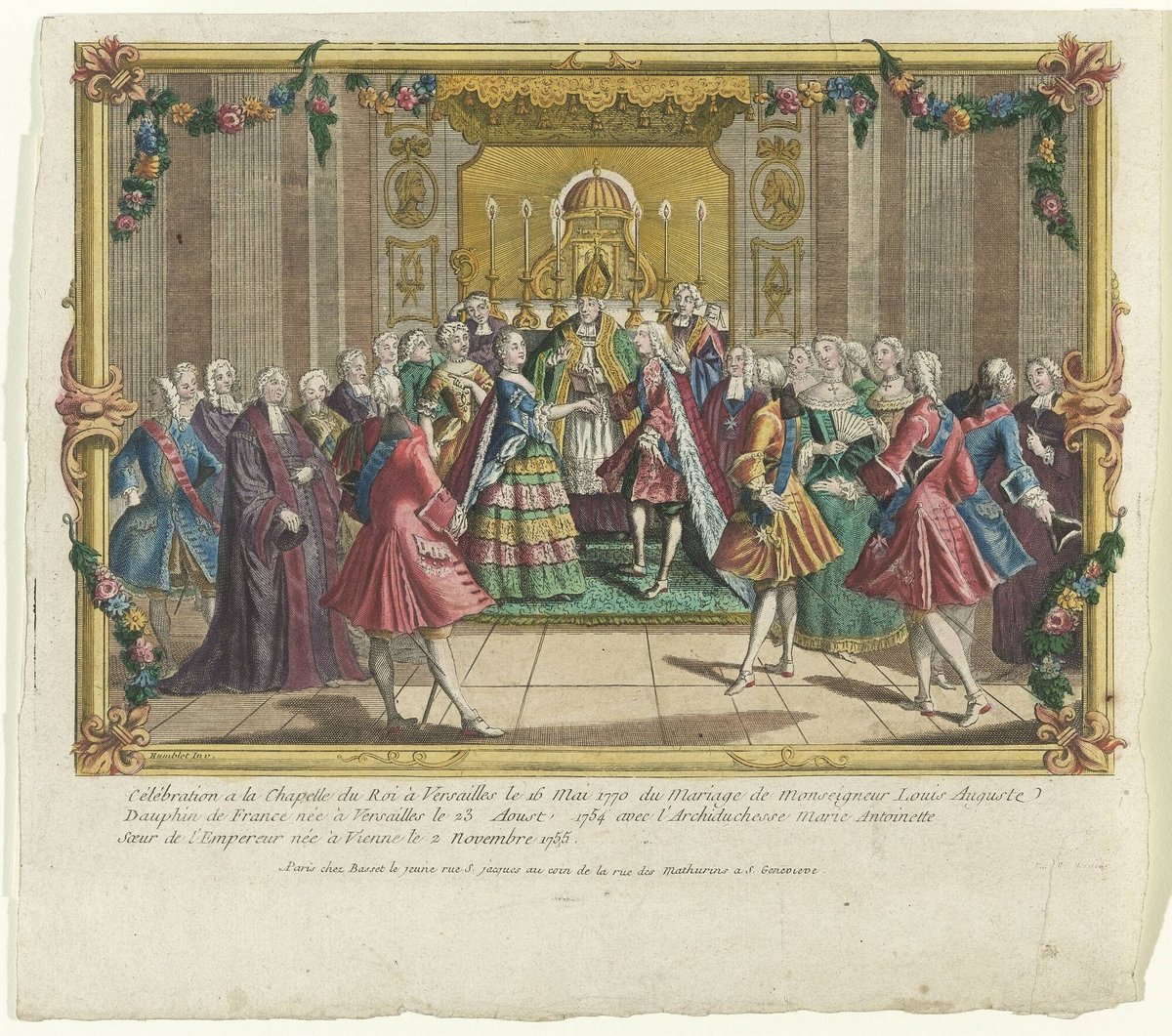 Celebration of the wedding of Monseigneur Louis-Auguste, Dauphin of France and Archduchess Marie-Antoinette at the chapel of the King in Versailles on 16 May 1770