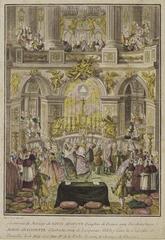 Ceremony of the marriage of the Dauphin of France Louis-Auguste, future Louis XVI, with Archduchess Marie-Antoinette celebrated by Archbishop de La Roche-Aymon in the Royal Chapel of Versailles on May 16, 1770