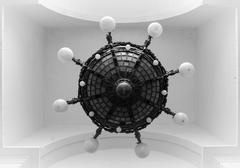 Elegant chandeliers hanging in the Pinacoteca art museum of Sao Paulo
